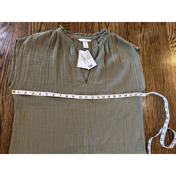 H&M NWT Muslin Dress 100% Cotton Khaki Green Gauzy Size Small Boho Beachy New - Picture 8 of 9